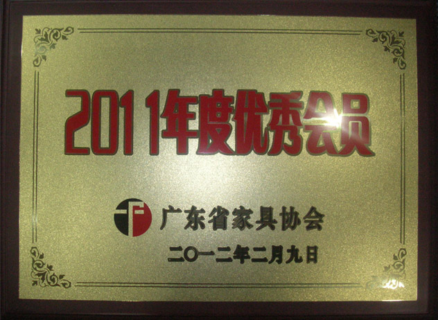 2012年荣获“2011年度优秀会员”证书
